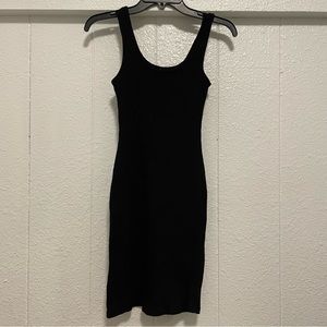 Black No Sleeve Ribbed Dress